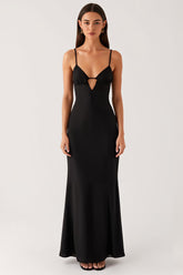 Spaghettiträger Etui Schwarzes Krawattenkleid